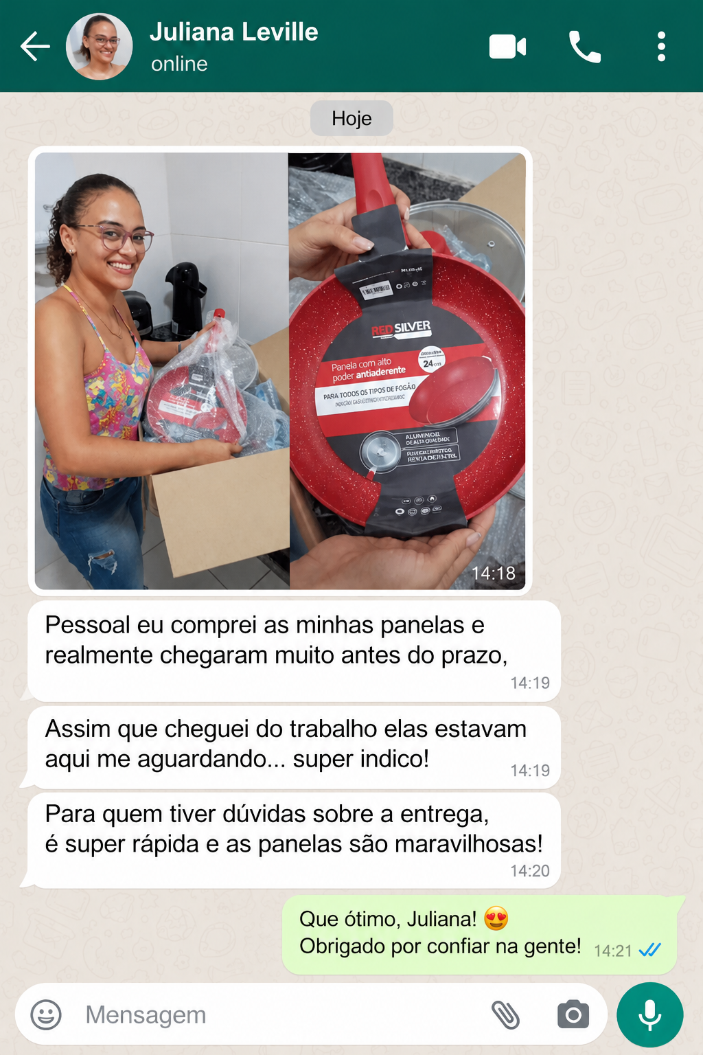 Conversa sobre as panelas no WhatsApp 4